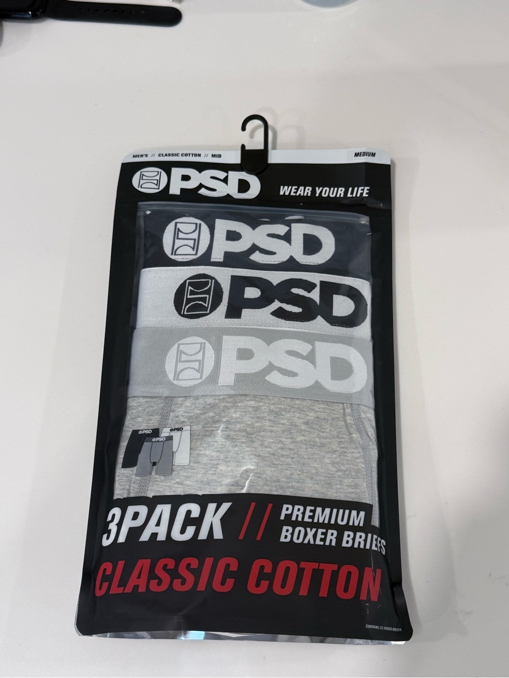 PSD 3-Pack Boxer Briefs - Black, White, Gray